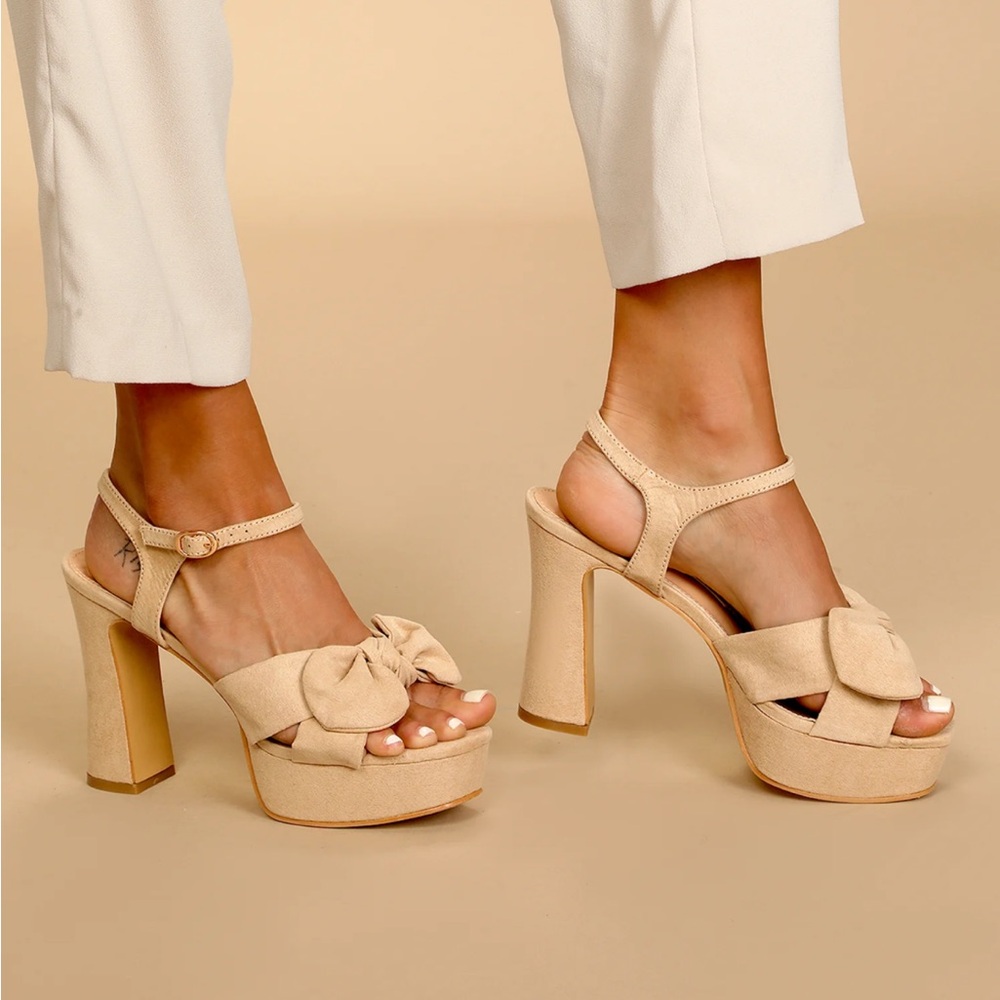Lulu's Cream Platform Heels